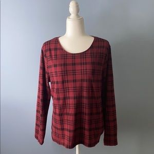 Charter Club Burgundy Plaid Top 100% Cotton